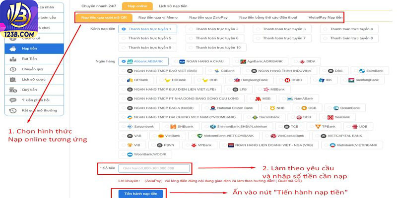 Nạp online 123B